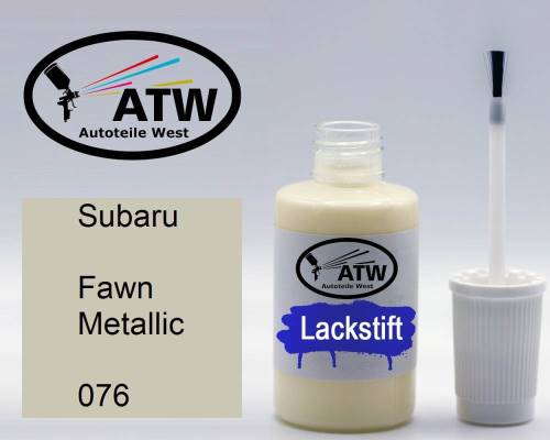 Subaru, Fawn Metallic, 076: 20ml Lackstift, von ATW Autoteile West.